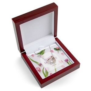 Mother’s Day Necklace with Card insert in LED lit Cherry Wood Crafted Box